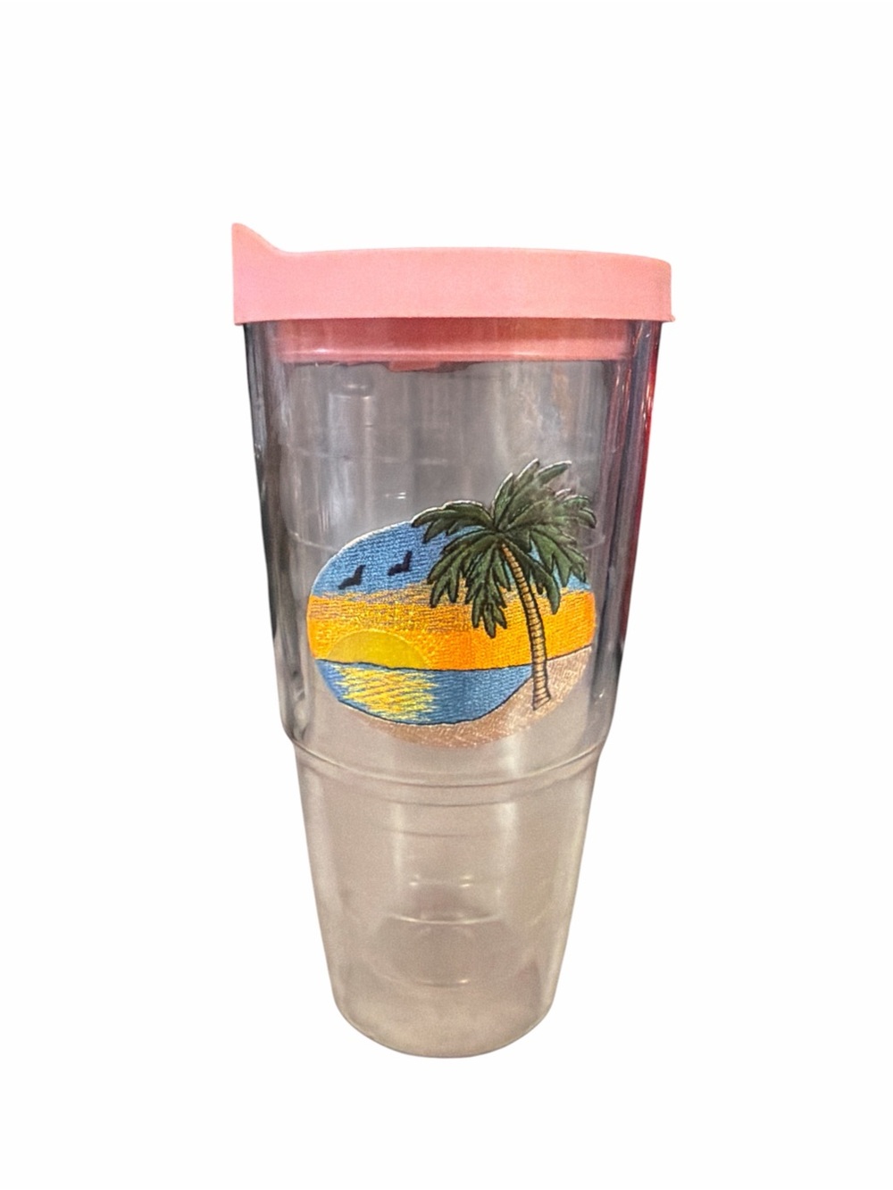 Tervis 24 oz Tumbler with Pink Lid Tropical Palm Double-Wall